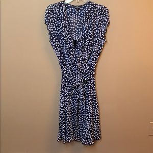 Navy and white polka dot dress